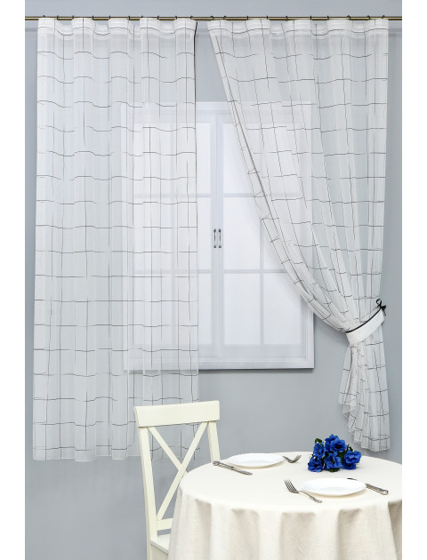 Тюль сетка Shelli клетка TDB4754v0304 белый графитовый