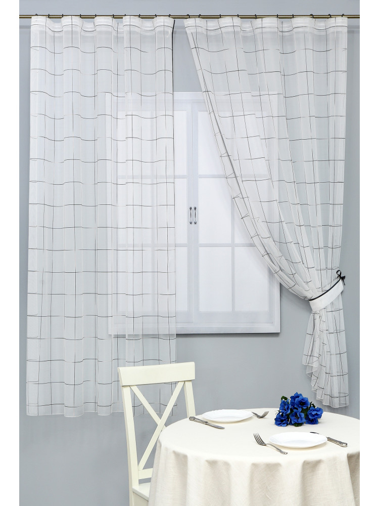 Тюль сетка Shelli клетка TDB4754v0304 белый графитовый Тюль сетка Shelli клетка TDB4754v0304 белый графитовый