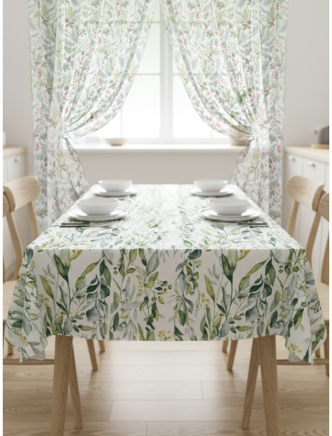 Скатерть Усадьба Лиана белый желтый зеленый
