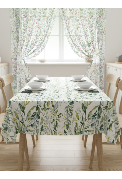 Скатерть Усадьба Лиана белый желтый зеленый Скатерть Усадьба Лиана белый желтый зеленый