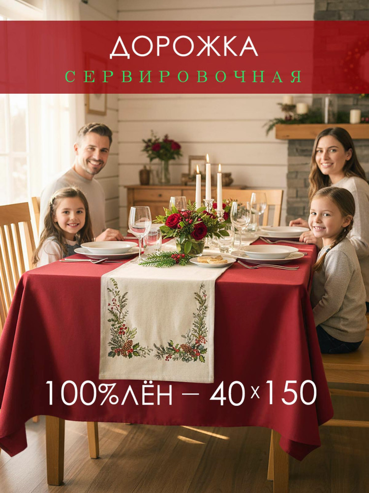 Дорожка декоративная Хвоя лен серо-бежевый Дорожка декоративная Хвоя лен серо-бежевый