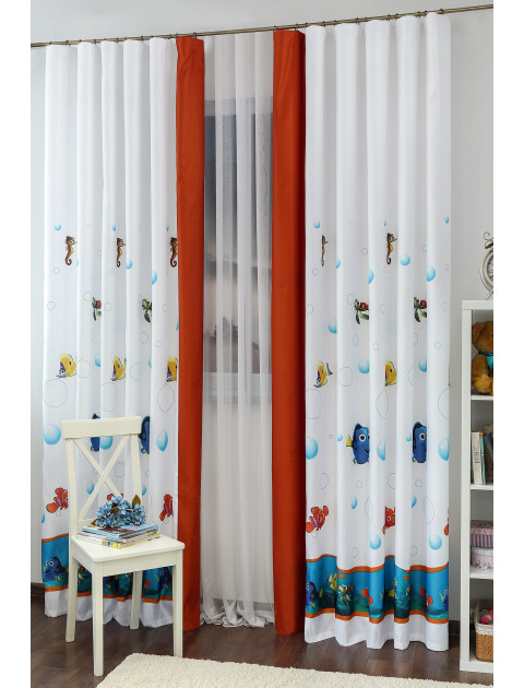 Комплект штор Nemo 23537v1801 терракотовый манжет белый синий