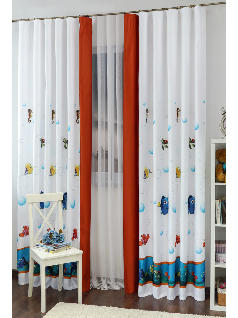 Комплект штор Nemo 23537v1801 терракотовый манжет белый синий