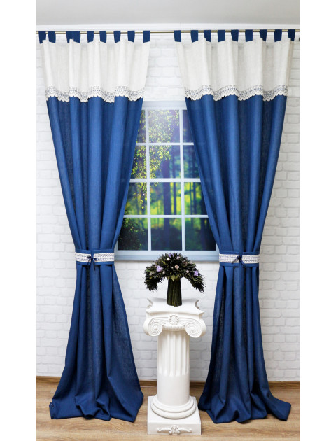 Комплект штор "Рута" синий, синие подхваты