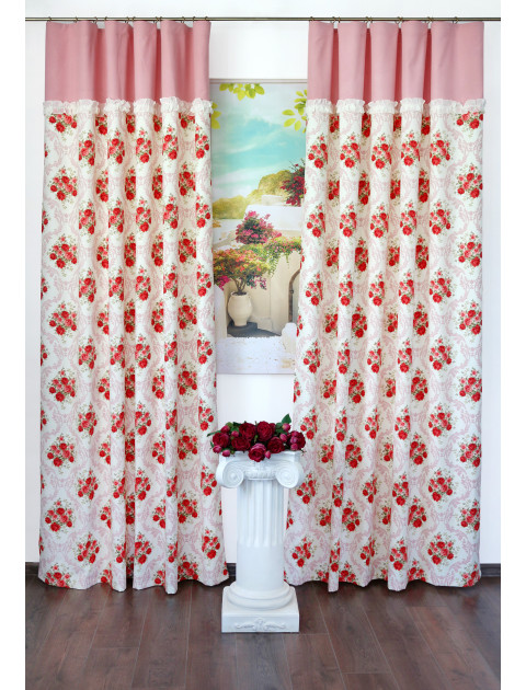 Комплект штор Фантазия 2099 красные розочки