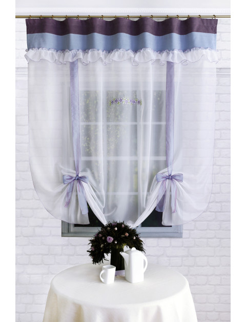 Тюль Ника-2 манжет цветочный венок голубой фиолетовый