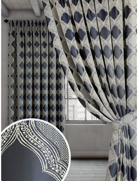 Комплект жаккардовых штор Вивальди 630071v502 темно-синий