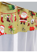 Тюль экран Санта Клаус габардин зеленый красный оливковый Тюль экран Санта Клаус габардин зеленый красный оливковый