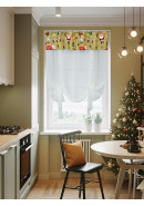 Тюль экран Санта Клаус габардин зеленый красный оливковый Тюль экран Санта Клаус габардин зеленый красный оливковый