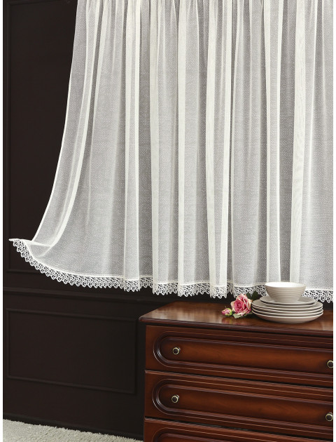 Тюль Snow B0 42v2 с кружевом молочный