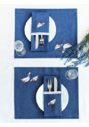 Комплект для сервировки стола с вышивкой Гуси синий