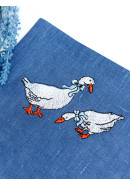 Комплект для сервировки стола с вышивкой Гуси синий