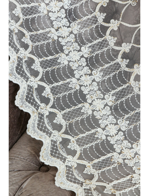 Тюль сетка-вышивка 2413valtin ecru молочный