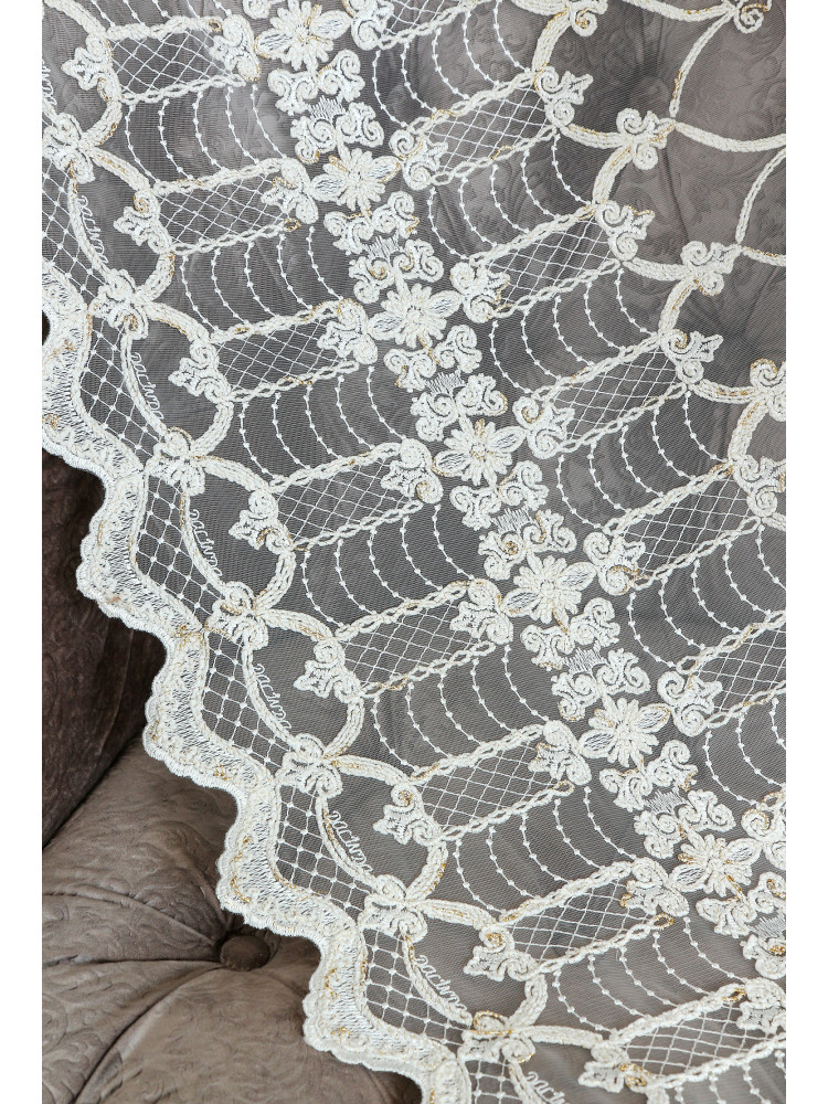 Тюль сетка-вышивка 2413valtin ecru молочный Тюль сетка-вышивка 2413valtin ecru молочный