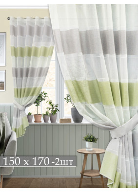 Тюль Konsu 13356v07 салатовый серый
