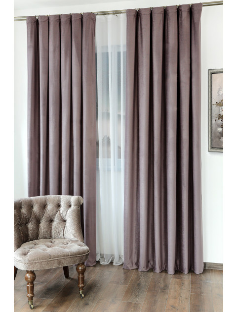Комплект штор из бархата 510 v 23, коричнево-сиреневый