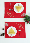Комплект для сервировки стола Морозко золотая вышивка красный желтый салфетка 2 шт ланчмат 2 шт
