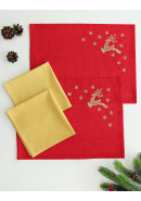 Комплект для сервировки стола Морозко золотая вышивка красный желтый салфетка 2 шт ланчмат 2 шт