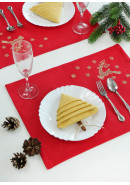 Комплект для сервировки стола Морозко золотая вышивка красный желтый салфетка 2 шт ланчмат 2 шт