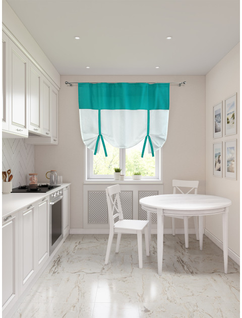 Штора экран на манжете Усадьба 428 бирюзовый