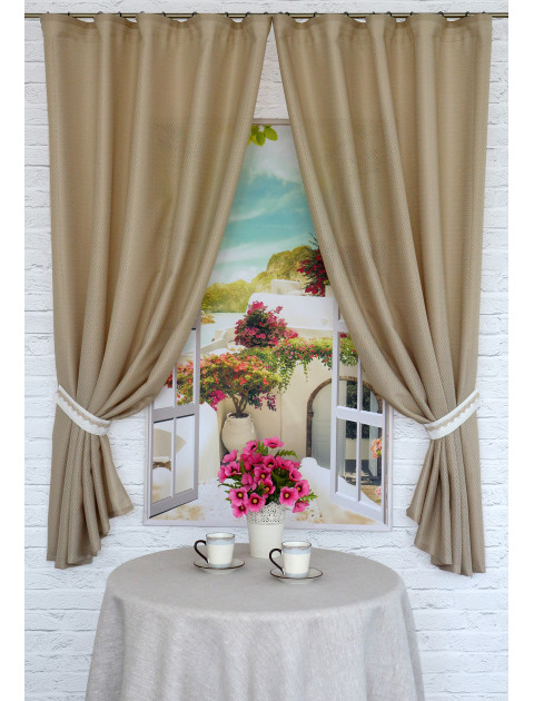 Комплект лёгких штор "Серенада" с подхватами, LT0194v04 коричневый