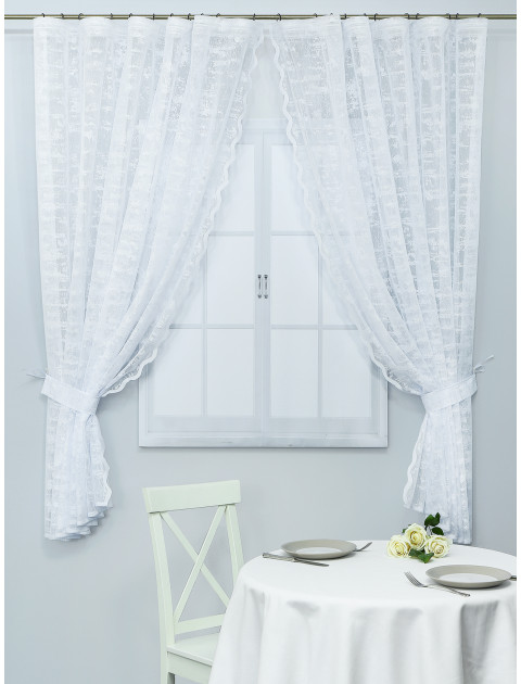 Тюль с фестонами Kora В022v1 с подхватом белый