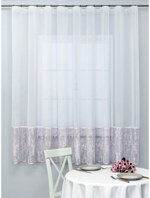 Тюль с фестонами Kora В022v12 на манжете с подхватом пудровый розовый