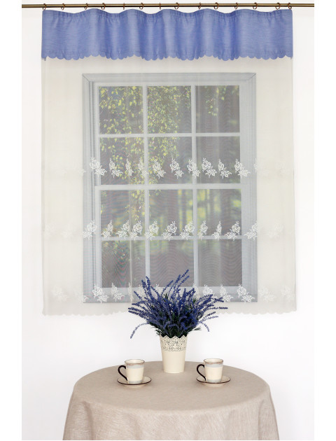Тюль "Вера. Сетка-вышивка", голубой, молочный