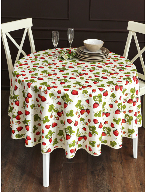 Скатерть с пропиткой duck 130533v001 молочный зеленый красный