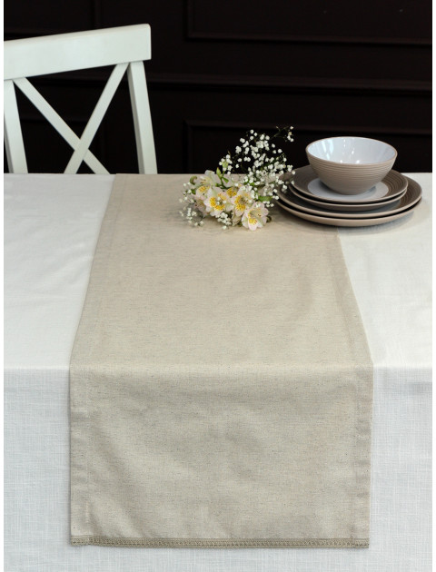 Дорожка декоративная Классика льна столовая с кружевом бежевый Дорожка декоративная Классика льна столовая с кружевом бежевый