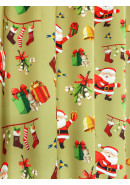 Комплект штор Санта Клаус зеленый красный оливковый