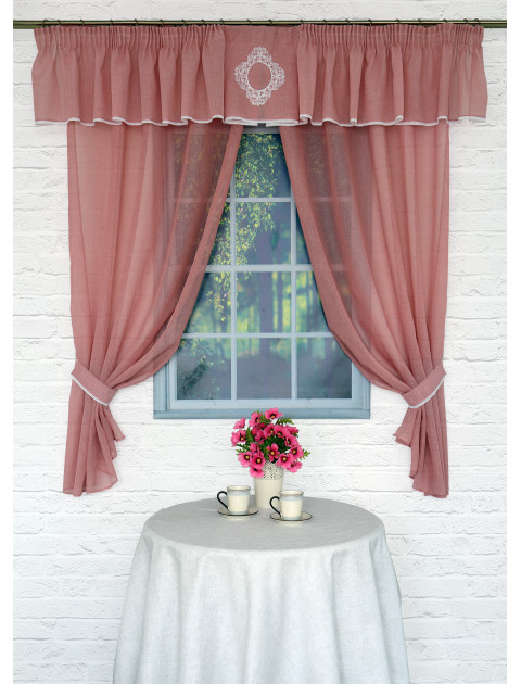 Комплект штор с ламбрекеном "Милый каприз" Lupo v 17 пудровый
