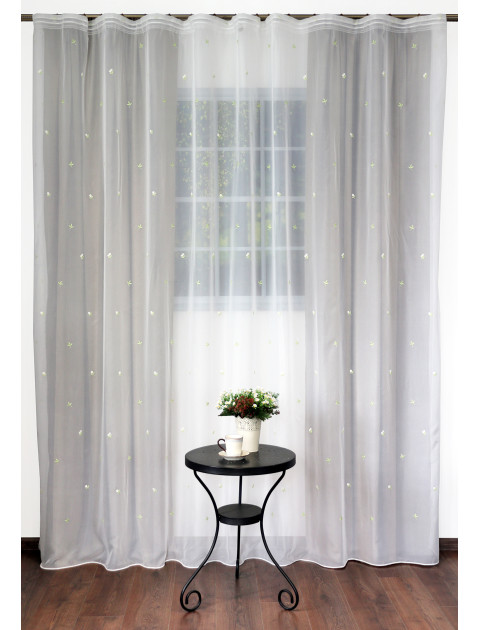 Тюль вуаль с вышивкой "Letty" 1232v07 белый, молочный, салатовый