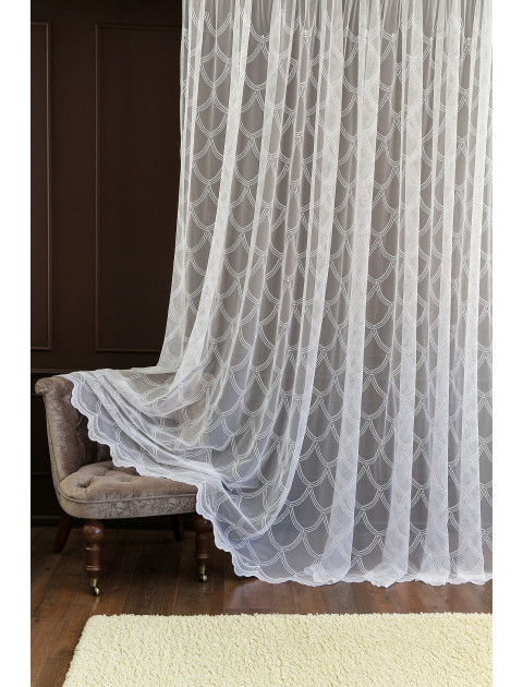 Тюль сетка-вышивка 924786vbeyaz-beyaz белый