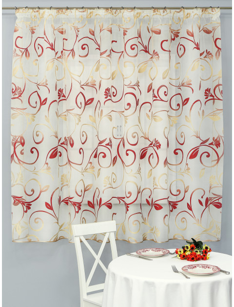 Тюль Devore Premium золотистый красный органза