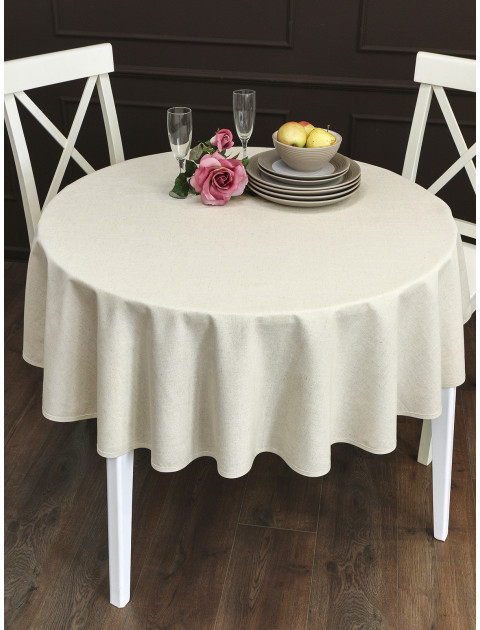 Скатерть Льняная усадьба Однотонный полулен круг бежевый