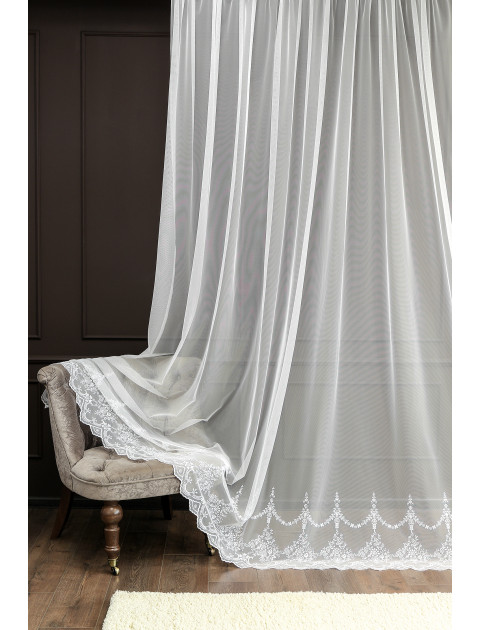 Тюль сетка-вышивка 25729v7092 белый