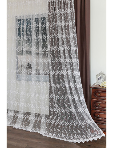 Тюль сетка-вышивка 7903 v k-71 beyaz, белый