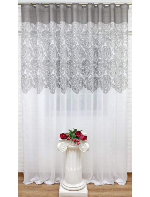 Тюль "Медина" верх серый вензель