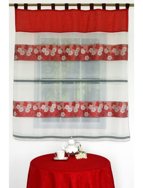 Тюль-экран "Дарама" на петлях, 6336v01, белый, бордовый