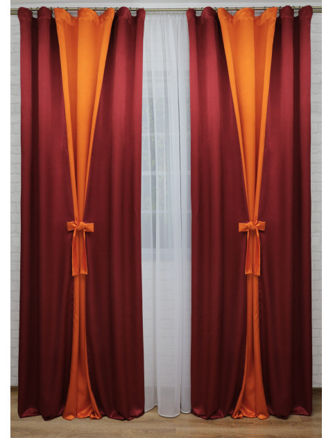 Комплект штор "Адель" оранжево- бордовый