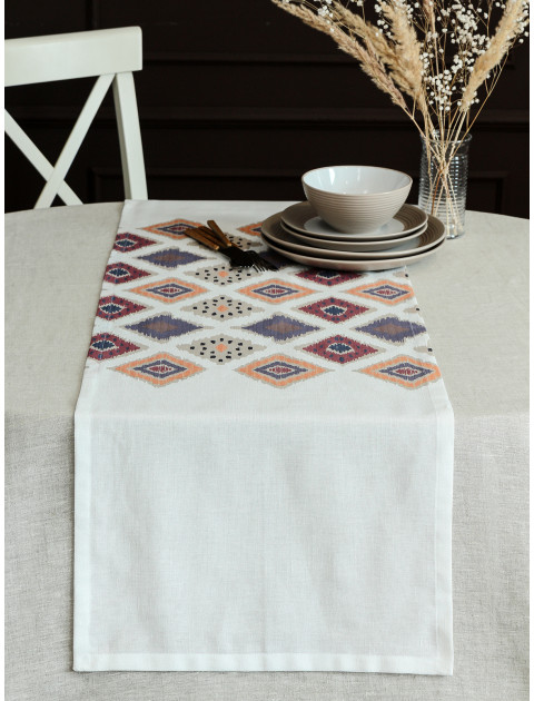 Дорожка декоративная Аладин полулен бежевый кирпичный оранжевый белый Дорожка декоративная Аладин полулен бежевый кирпичный оранжевый белый