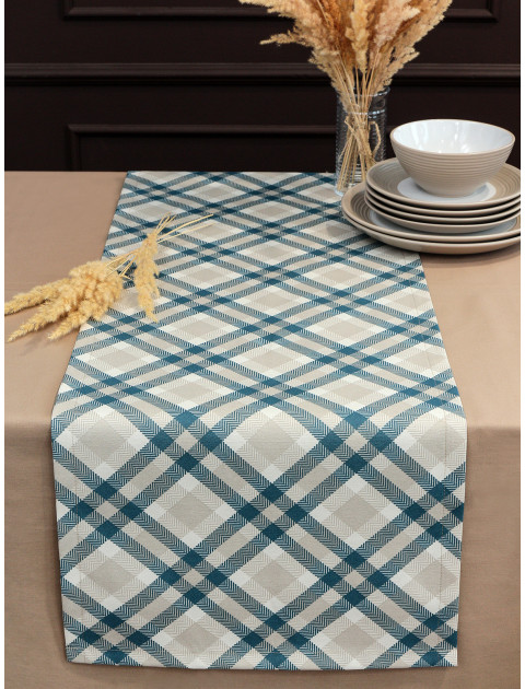 Дорожка декоративная с рисунком для сервировки стола duck 33071v009 бежевый серо-голубой