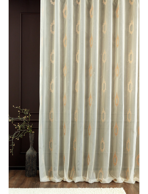 Тюль с медальонами Merkuryv5 светло-коричневый