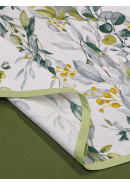 Скатерть Усадьба Лиана с косой бейкой белый желтый зеленый