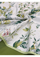 Скатерть Усадьба Лиана с косой бейкой белый желтый зеленый