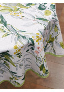 Скатерть Усадьба Лиана с косой бейкой белый желтый зеленый