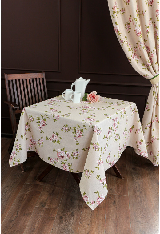 Скатерть Усадьба Версальские сады бежевый розовый