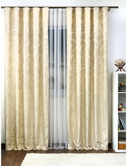 Комплект штор с жаккардовым рисунком Марсель без подхватов сливочный