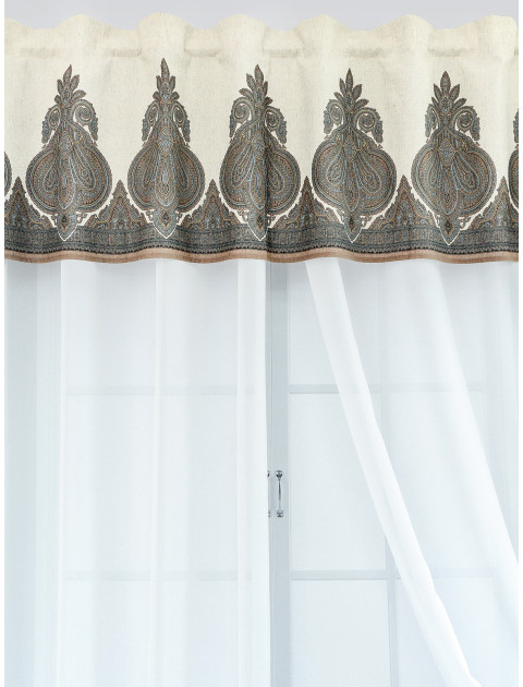 Штора ламбрекен Намаскар полулен серо-бежевый светло-коричневый